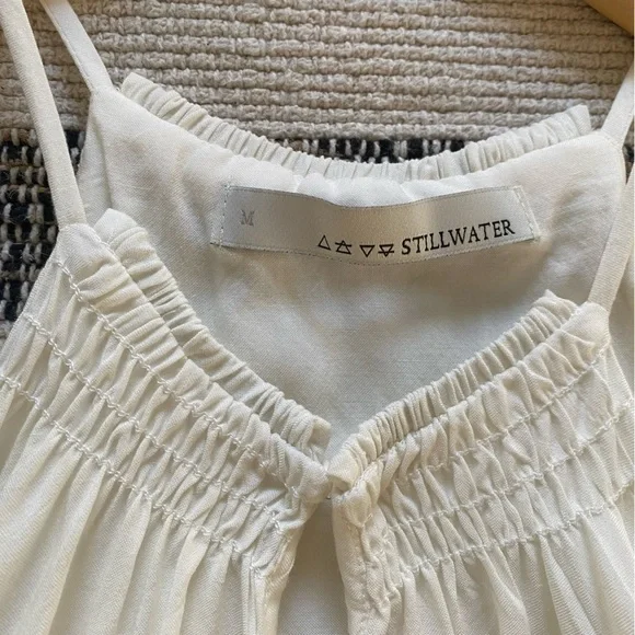 Stillwater Cream White Split Front Tassel Hem Tank Top Medium - Picture 9 of 13